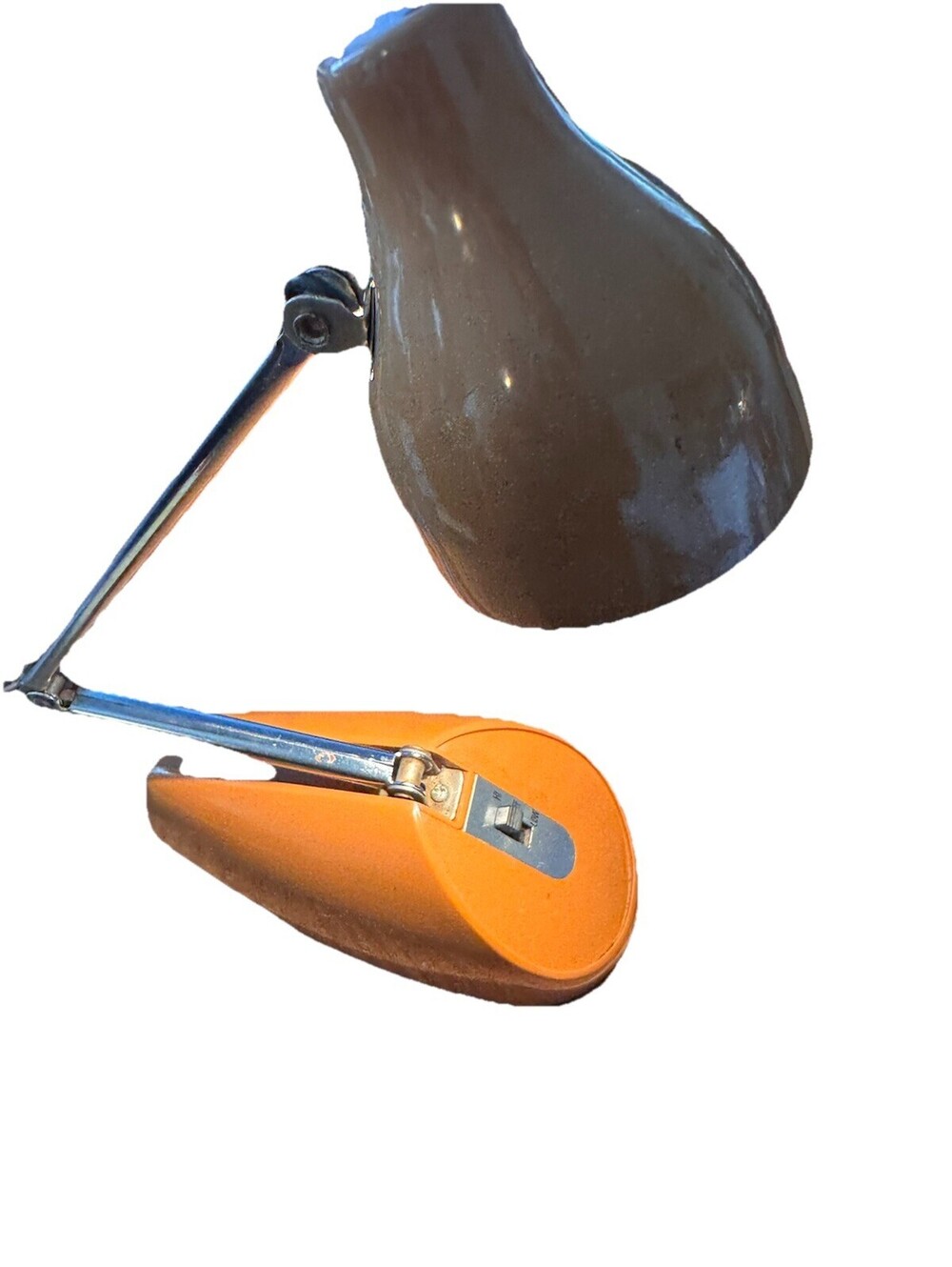 Vintage Brown Orange Adjustable Cone Desk Lamp with Switch tested works